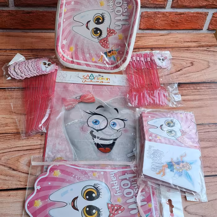 تم دندونی دختر  تم  تولد دخترانه 104 تیکه با ارسال رایگان 