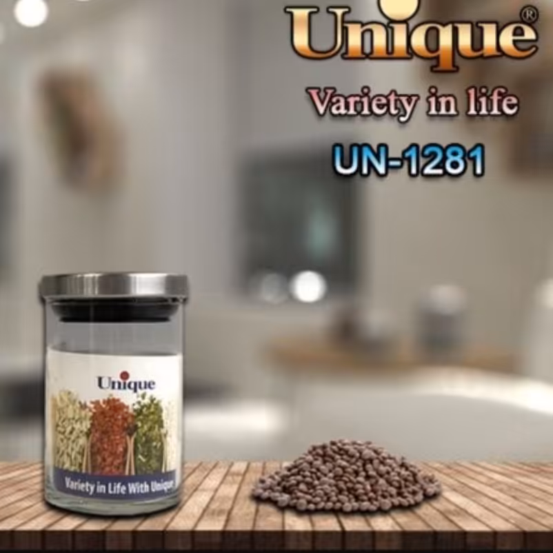 بانکه ادویه شیشه ای درب استیل 200 یونیک UN-1281

