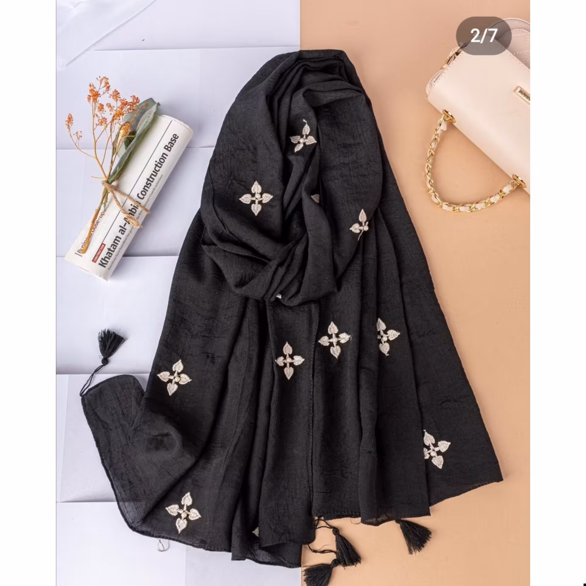 شال گلدوزی_مروارید دوزی