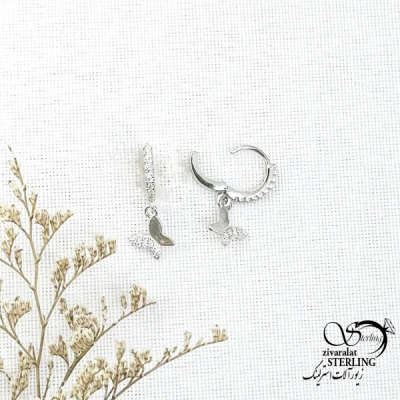 گوشواره نقره پروانه ای عیار925 کد 14973