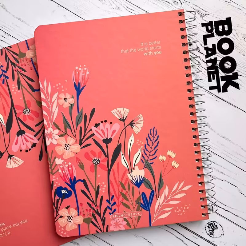 دفتر خط دار 100 برگ پیل طرح اسپرینگ 4