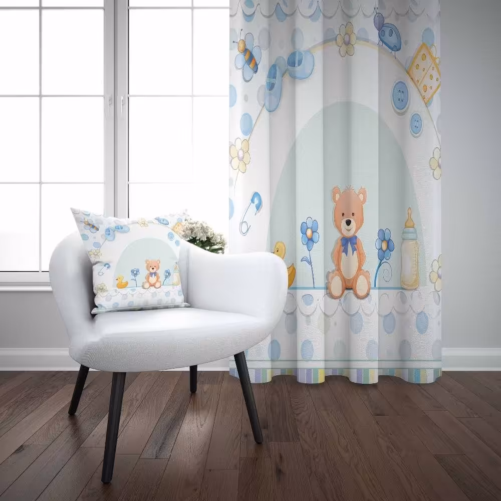 پرده چاپی پانچی  طرح خرس کوچولو _ کودکانه _            کد p: 1505