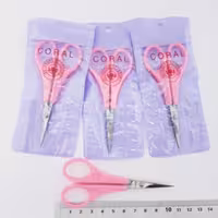 قیچی آرایشی ژانومه سرصاف صورتی (بسته 12 عددی)