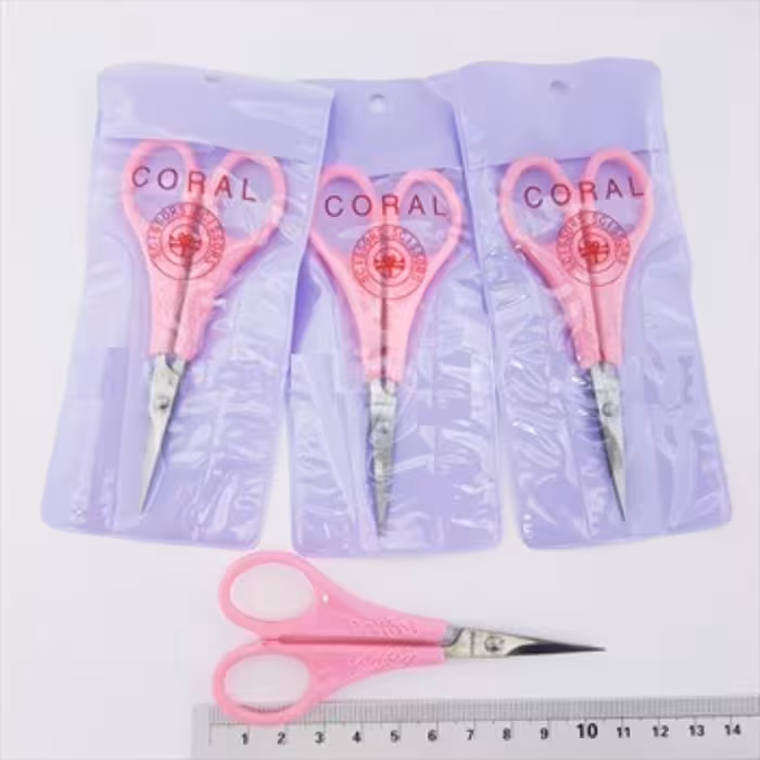 قیچی آرایشی ژانومه سرصاف صورتی (بسته 12 عددی)