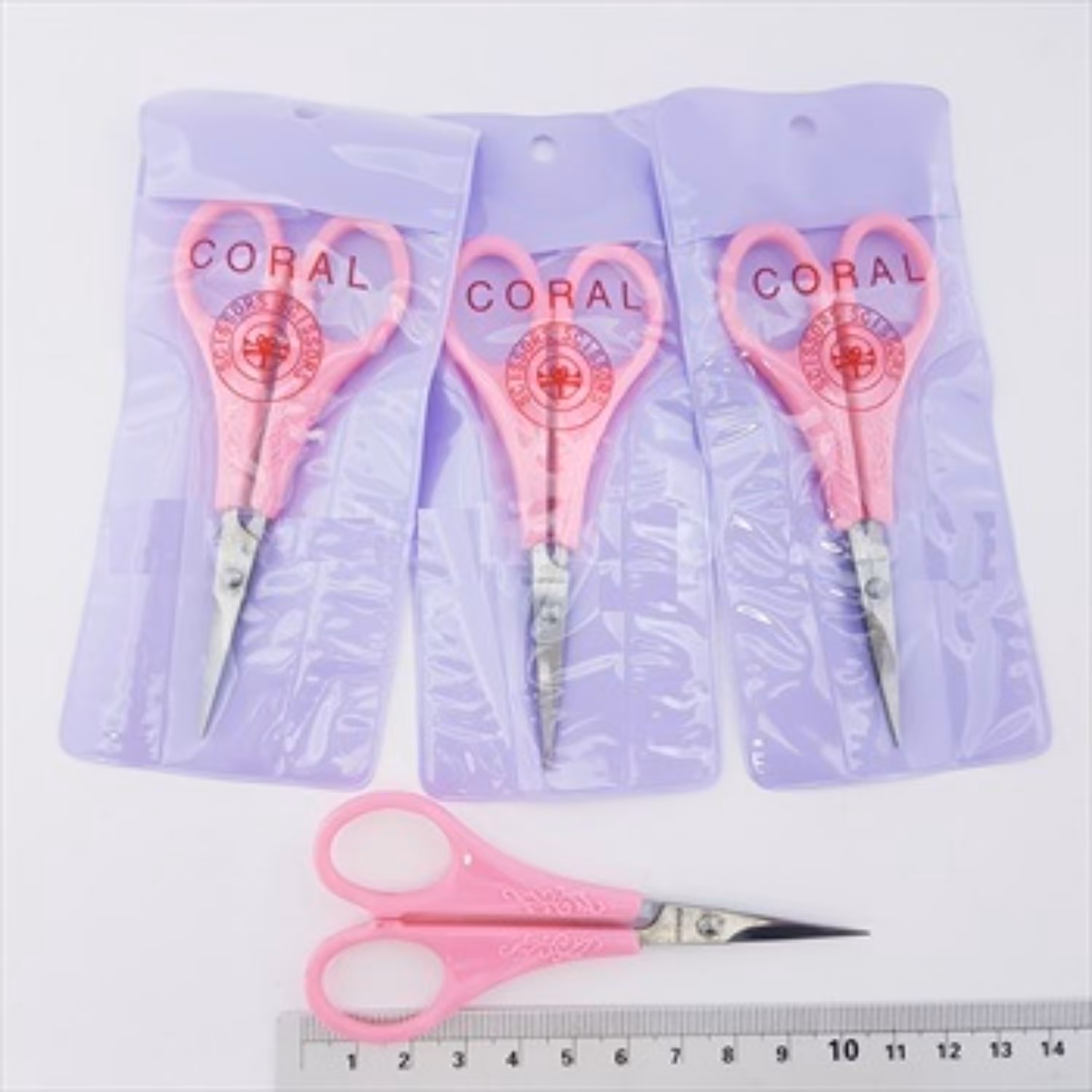 قیچی آرایشی ژانومه سرصاف صورتی (بسته 12 عددی)