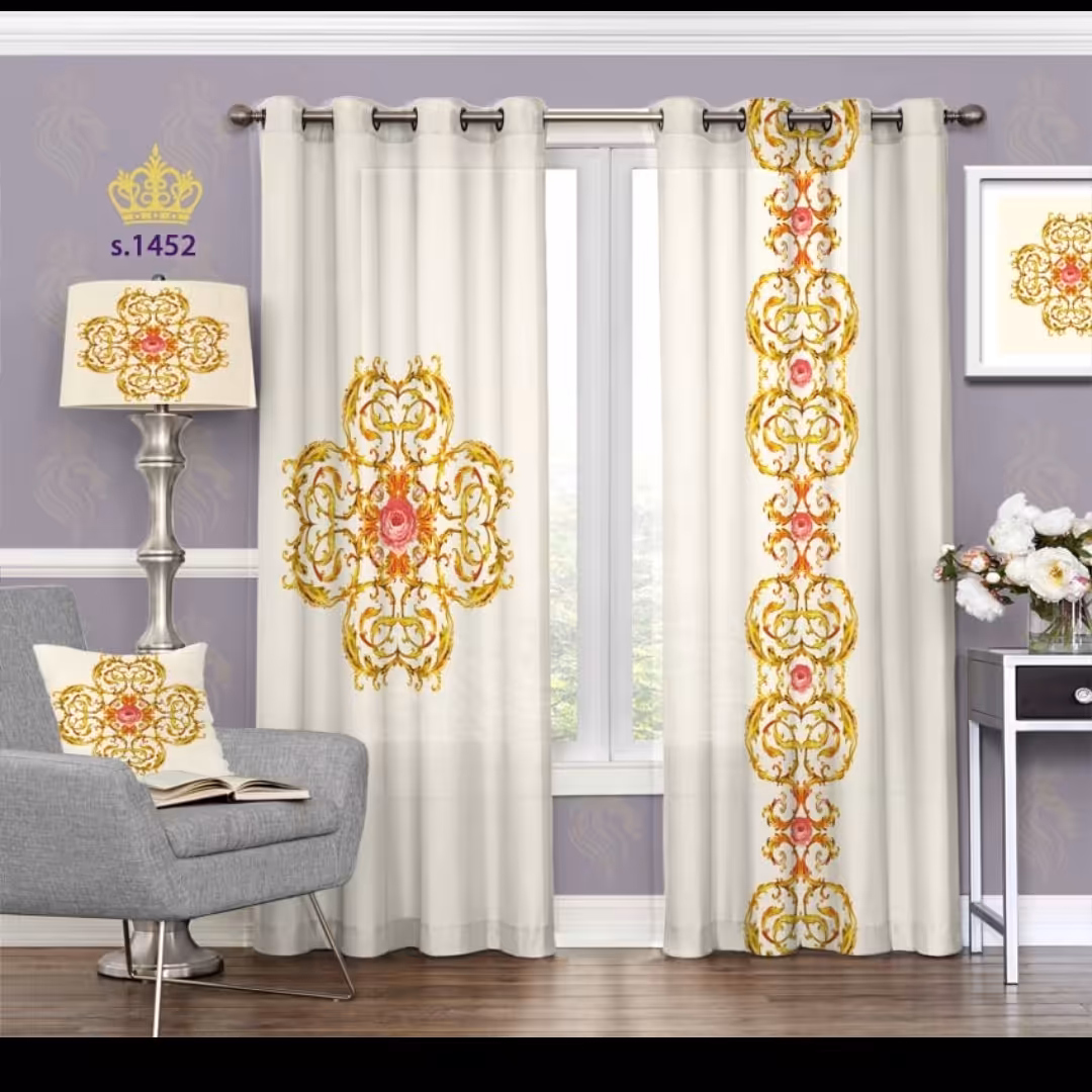 پرده پذیرایی دو قواره طرح اسلیمی کد S1452