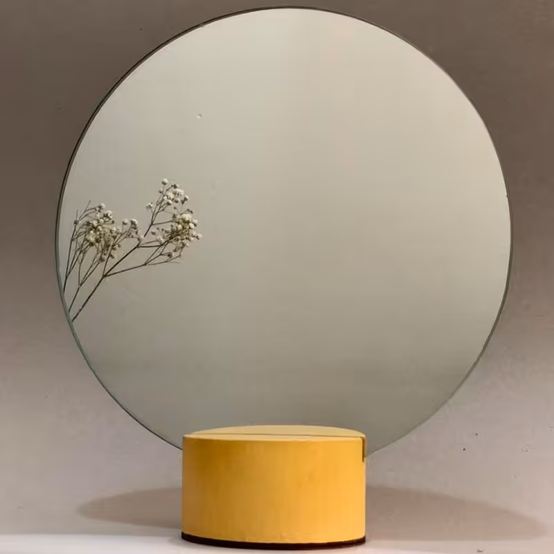 آینه و پایه  سنگ مصنوعی رنگی استوانه مینیمال