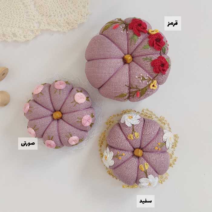 جاسوزنی گلدوزی شده با دست رنگ یاسی سیر پارچه شانتون