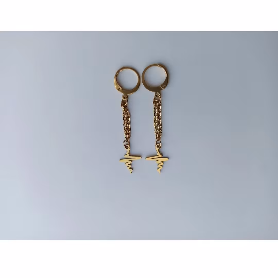 گوشواره ی استیل ضربان قلب با زنجیر دیپلمات