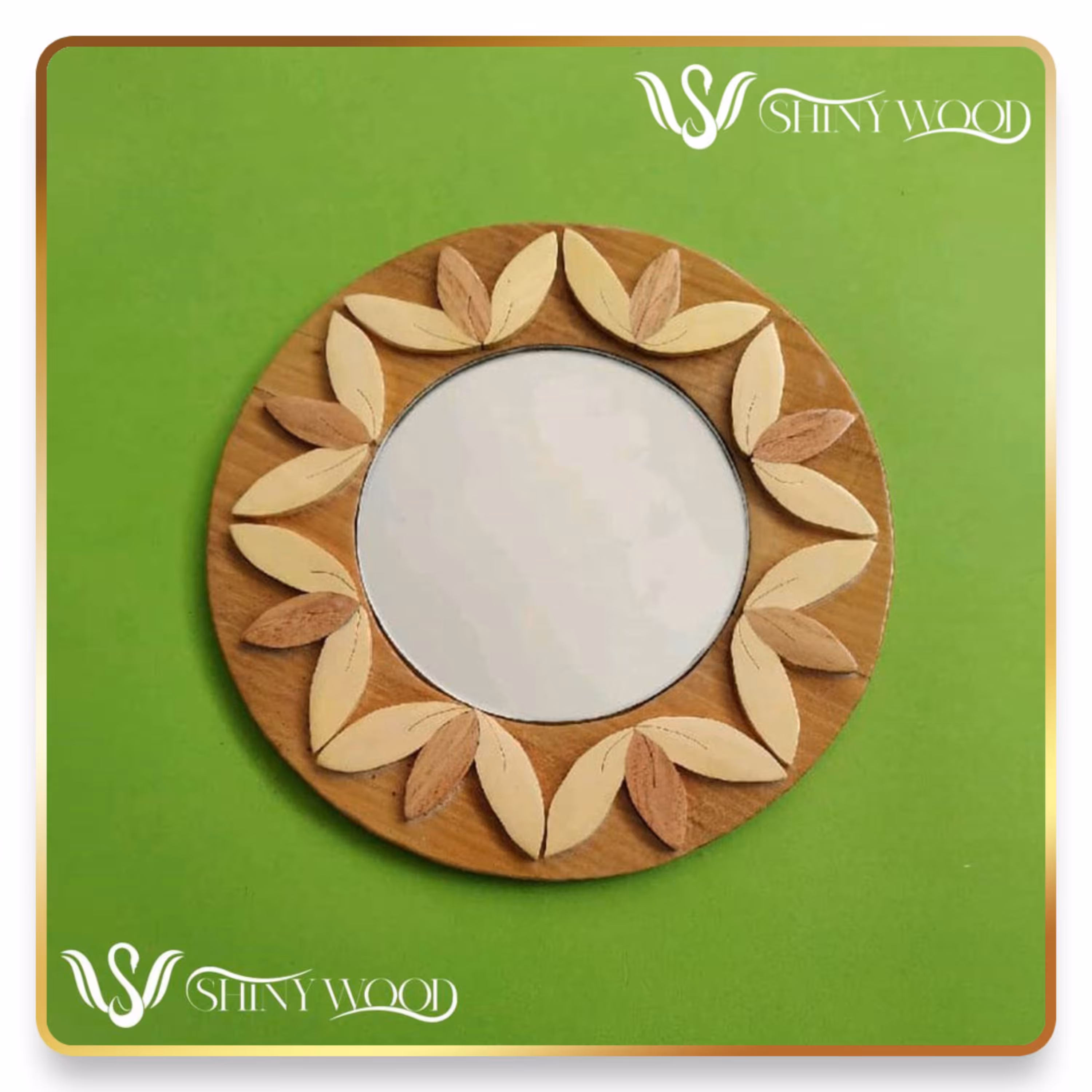 آینه قاب چوبی گلبرگ