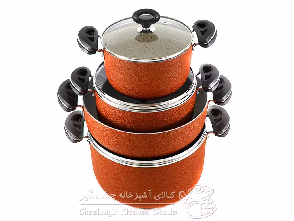 سرویس قابلمه داخل گرانیتی 7 پارچه سحر رنگ نارنجی