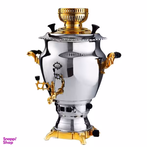 سماور گازی عالی نسب مدل گنجینه نفیس طلائی گنجایش 6 لیتر