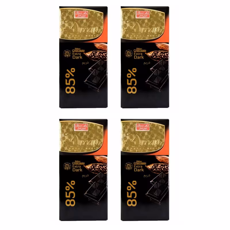 شکلات تلخ 85 درصد شیرین عسل - 100 گرم بسته 4 عددی