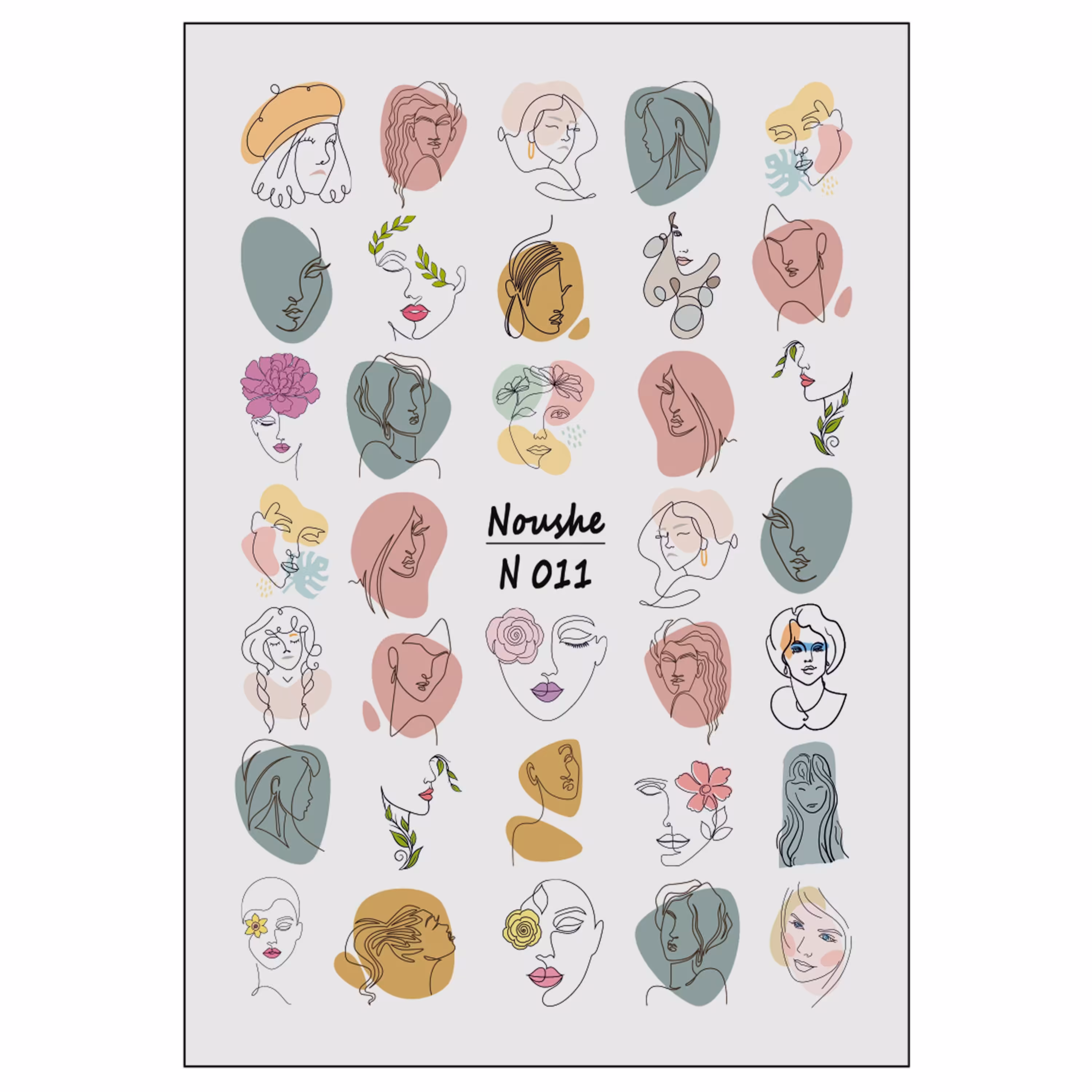 لنز ناخن نوشه مدل چهره کوبیسم کد N011