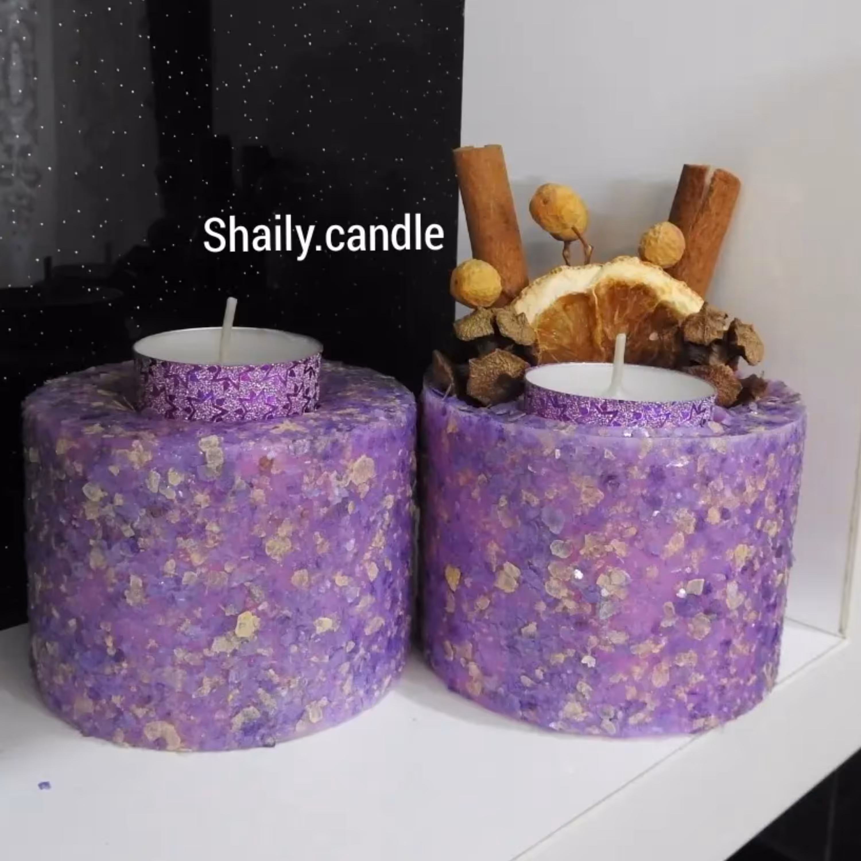 شمع دارچین پرتقال وارمردار پولکی رنگ بنفش