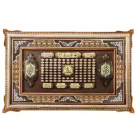 تابلو اسما الحسنی و چهار قل همراه با قاب صلیبی  نفیس خاتم کاری(گارانتی 120 ماهه)