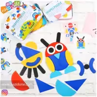 بازی فکری تطابق اشکال چوبی جعبه فلزی  (سفید)