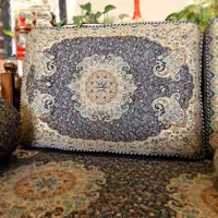 پشتی سنتی ترمه طرح شاه نشین رنگ سرمه ای (یک جفت)