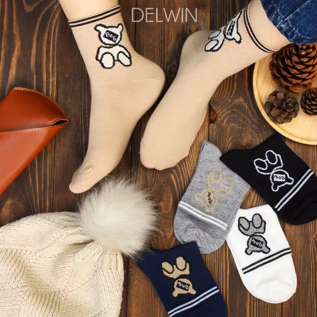 جوراب ساق کوتاه فانتزی، طرح تدی 2خط