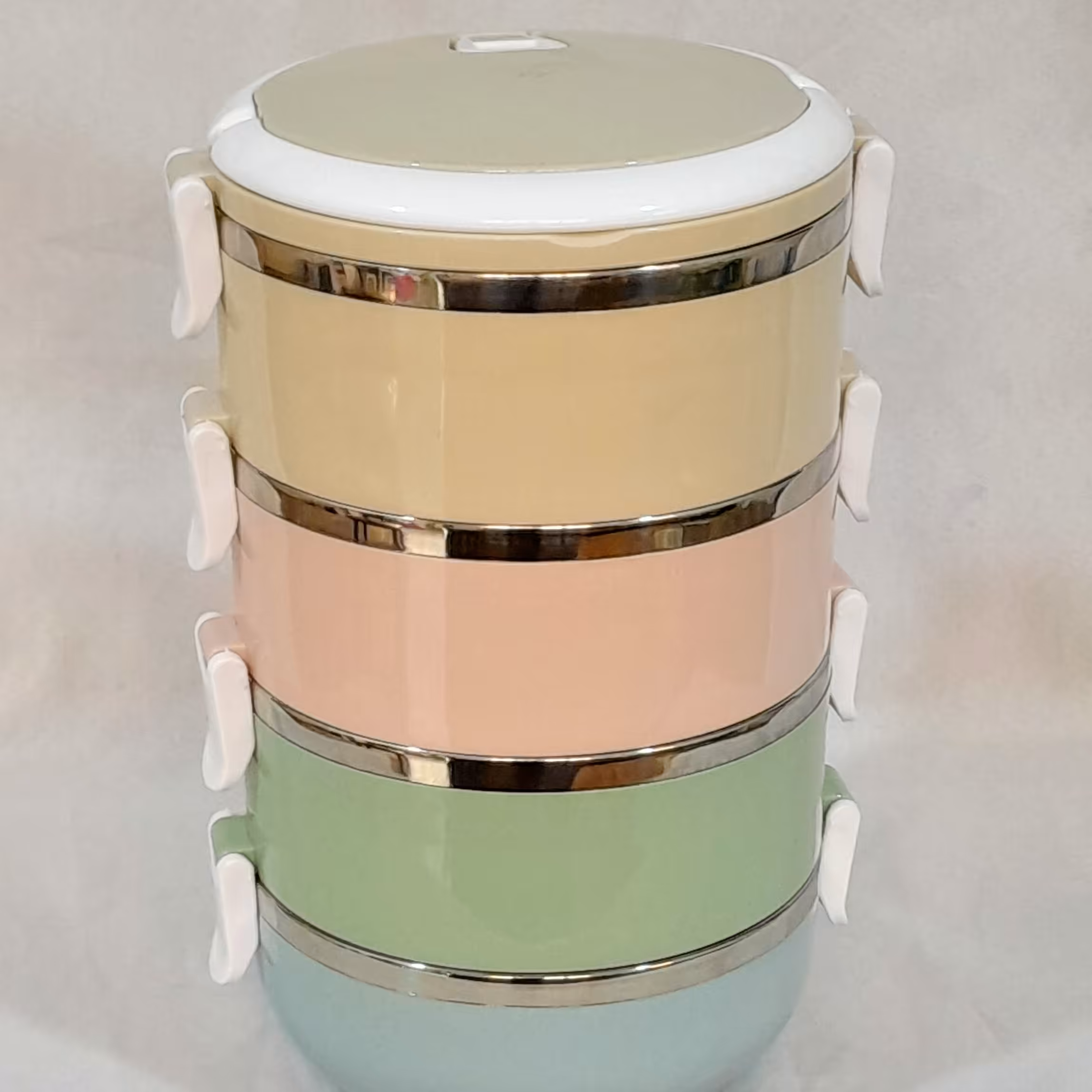 ظرف غذا.نگهدارنده غذا ،4 طبقه ،استیل،باگنجایش2.8 لیتر.در 4 رنگ متفاوت