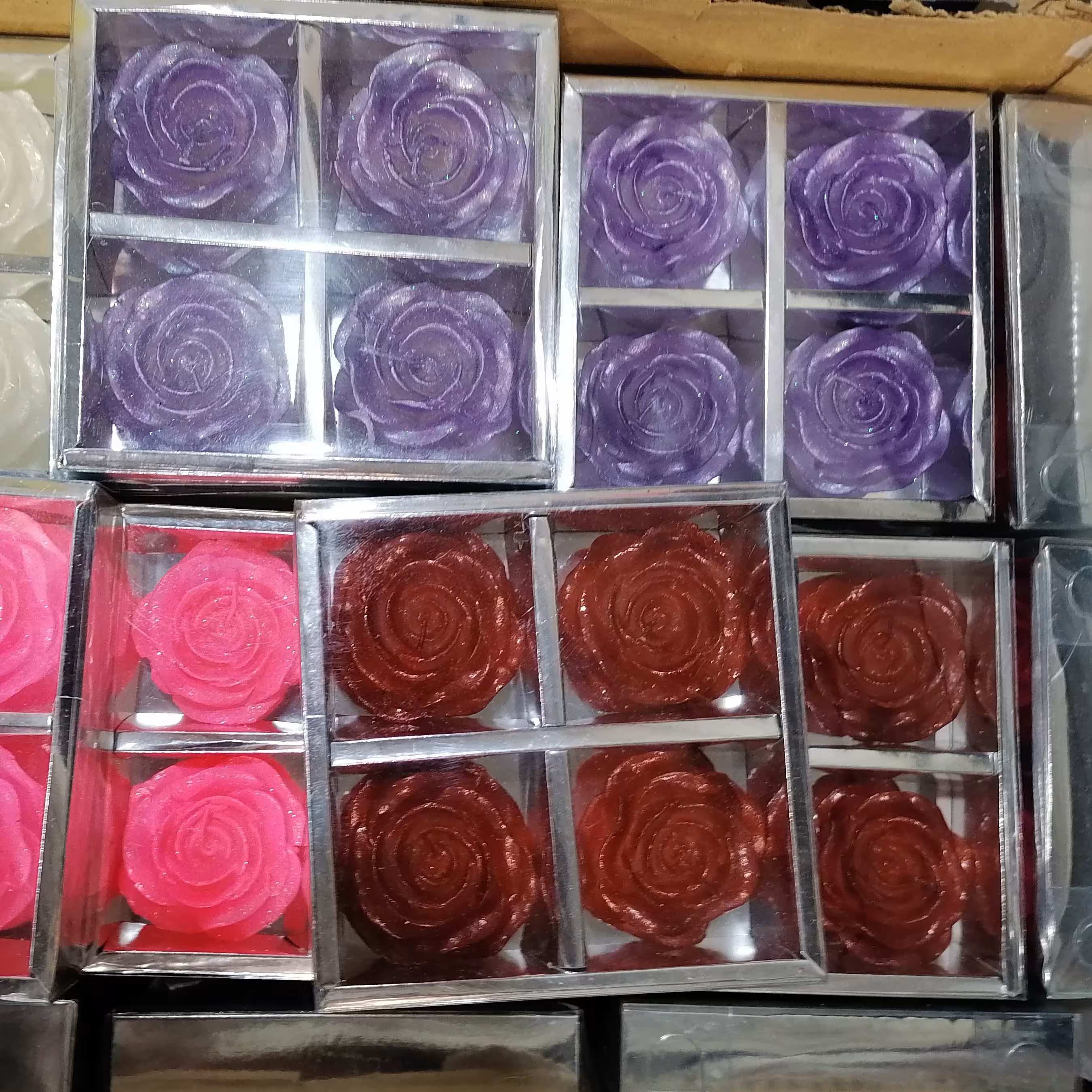 شمع گل (رو آبی بسته 4 عددی) رنگبندی کامل بدون دود 