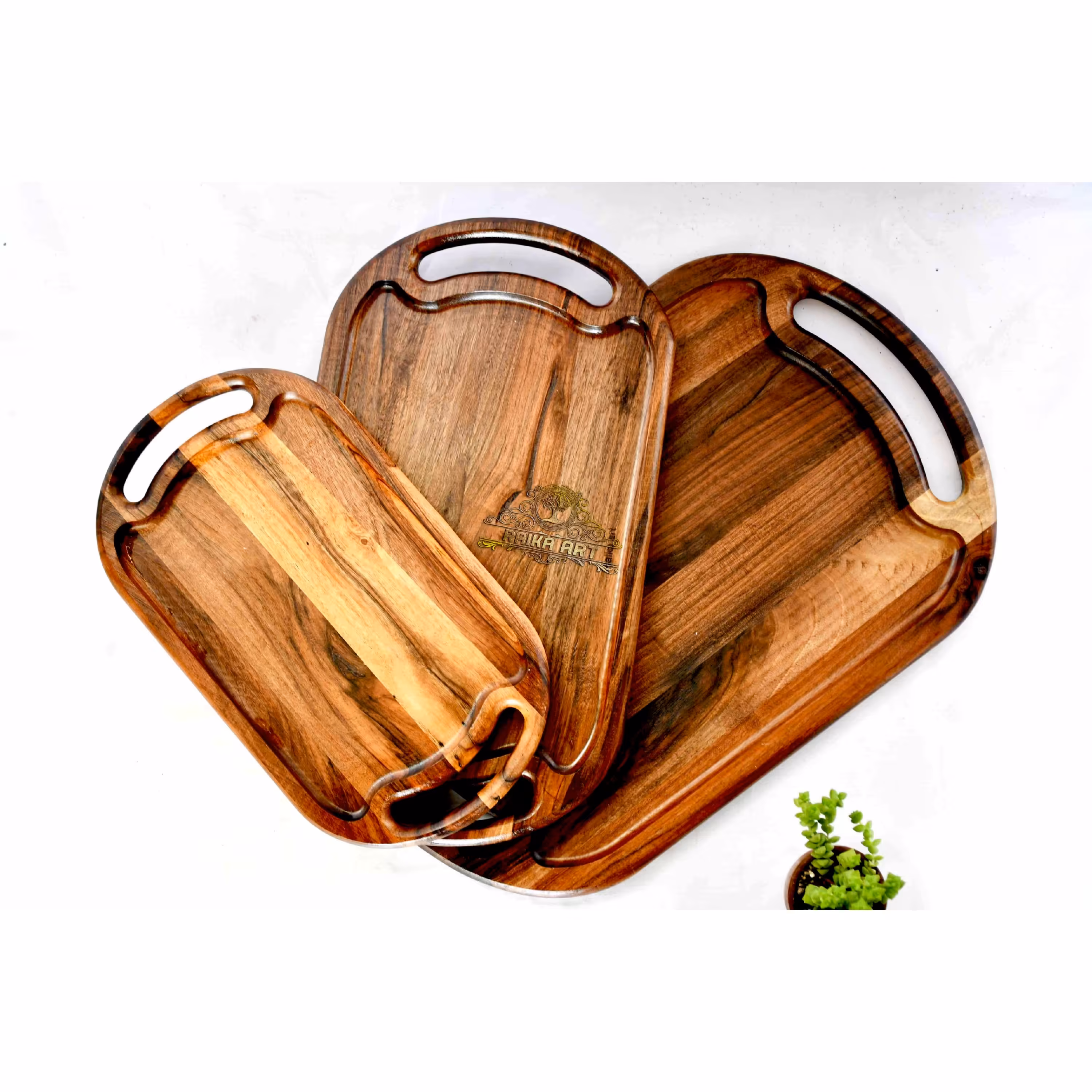 سینی چوبی سایز  کوچک ساده دسته بغل(D32)برند رایکا