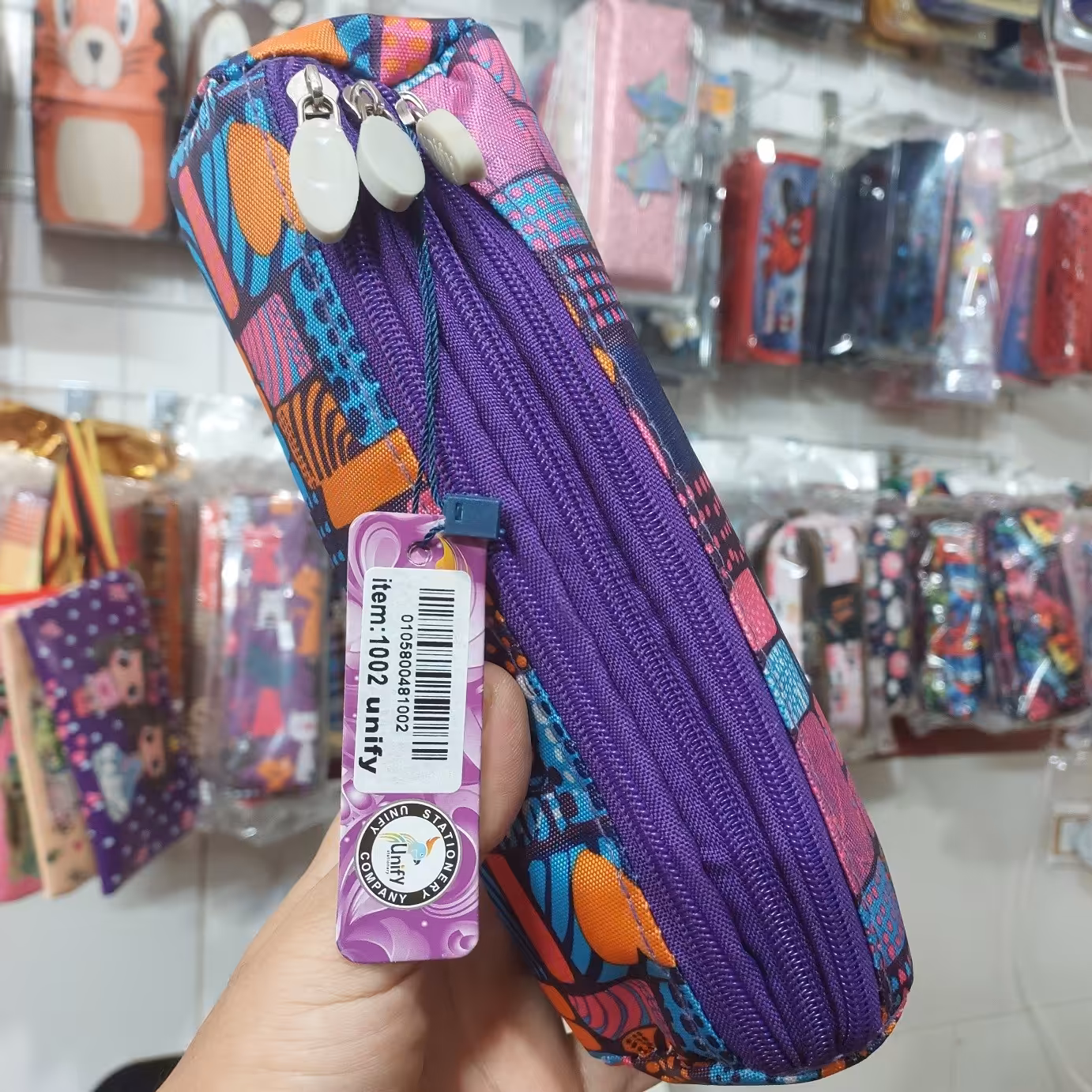 جامدادی فانتزی 3 زیپ دخترانه مارک یونی فای unify بسیار زیبا و باکیفیت رنگ بنفش