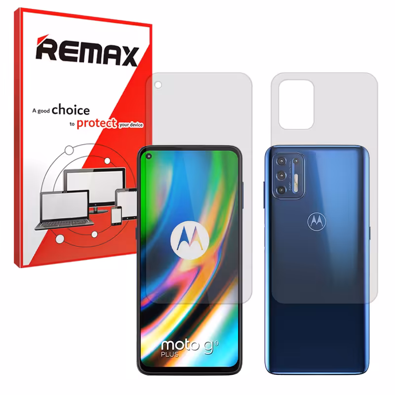 گلس صفحه نمایش و پشت گوشی موتورولا Moto G9 Plus مدل هیدروژلی شفاف برند ریمکس کد SS