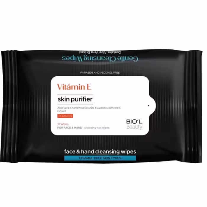 دستمال مرطوب آقایان حاوی ویتامین E و ترمیم‌کننده پوست بیول 10 برگ