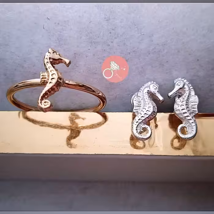 انگشتر و گوشواره طرح اسب آبی 