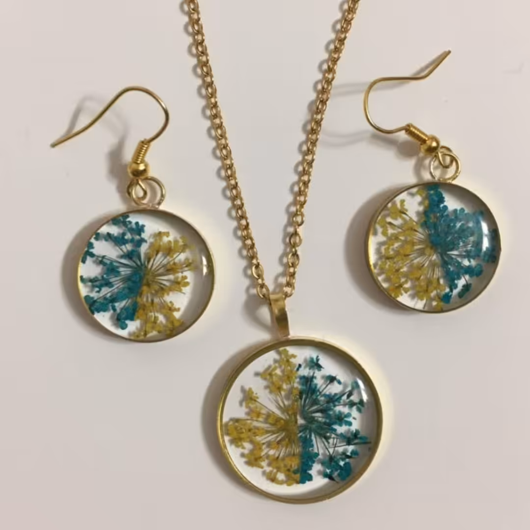 ست گل خشک دورنگ.رزین اپوکسی قابل سفارش با هر رنگ وطرح مدنظرشما