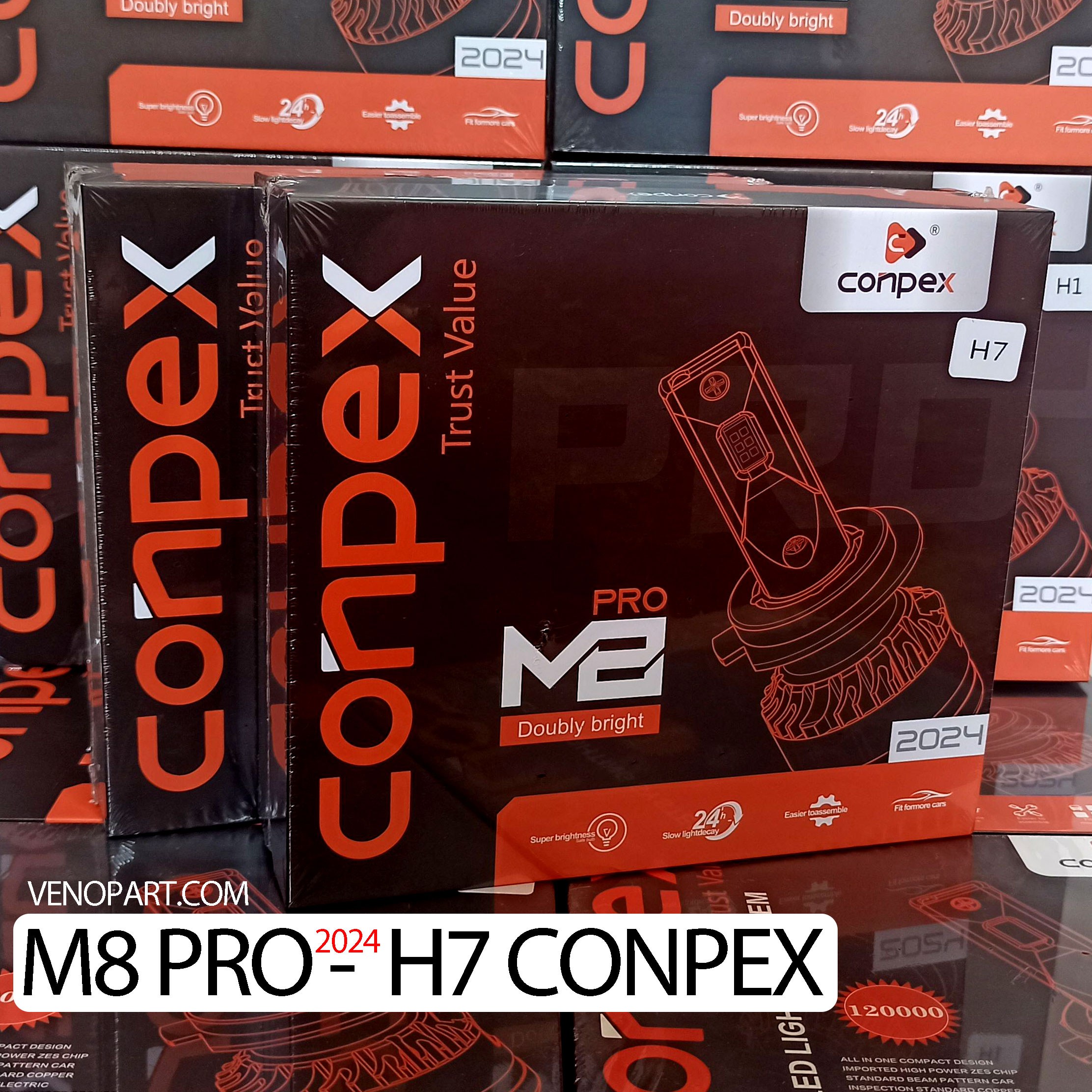 لامپ هدلایت  CONPEX M8Pro H7 کد پایه H7 تضمین  اورجینال و گارانتی تعویض 6 ماه با فاکتور معتبر سری جدید 2025
