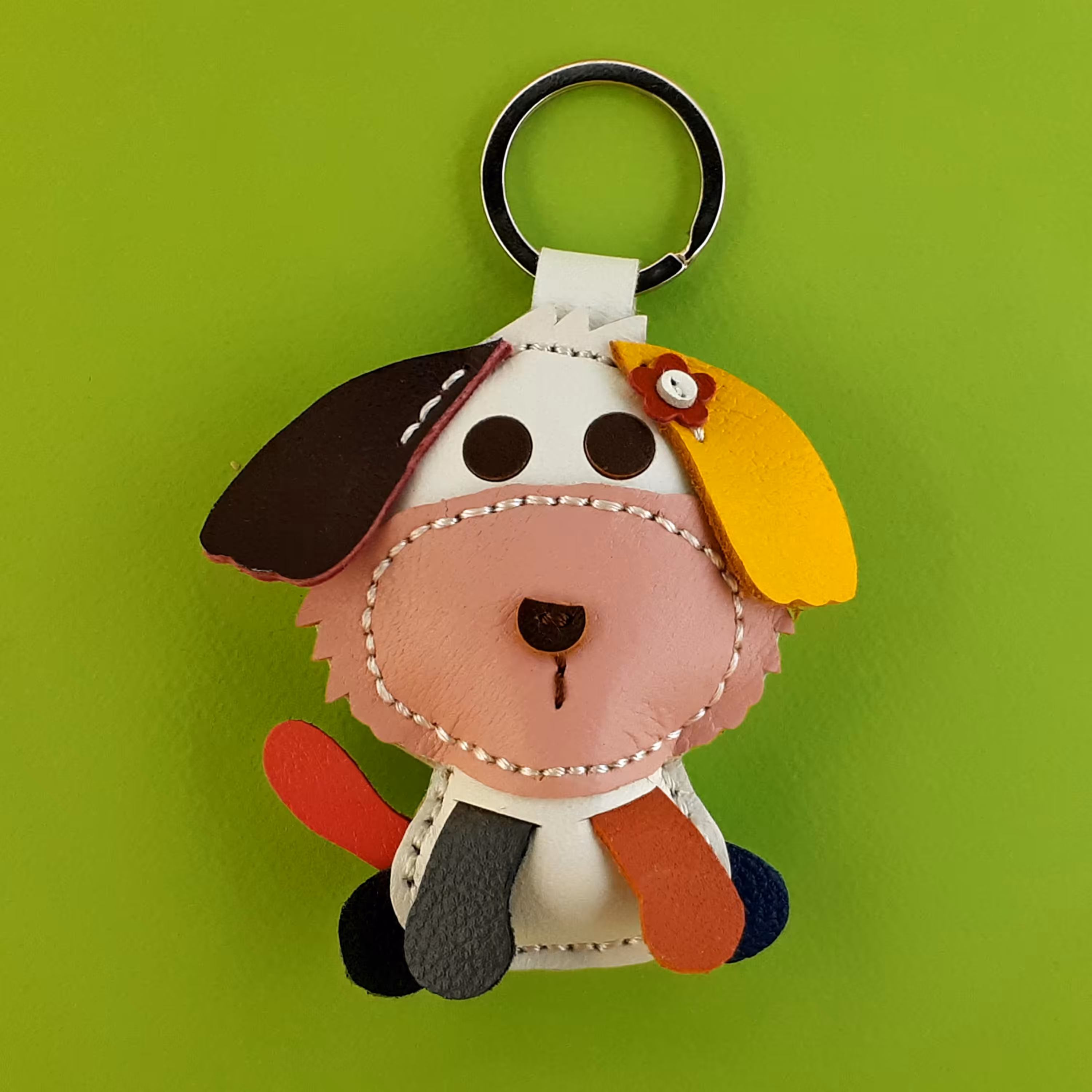 جاکلیدی چرم طبیعی دست دوز طرح سگ