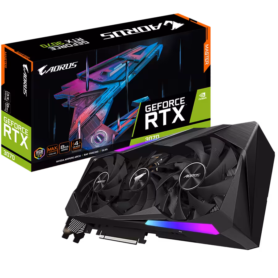 کارت گرافیک  گیگابایت مدل AORUS GeForce RTX 3070 MASTER 8G حافظه 8 گیگابایت