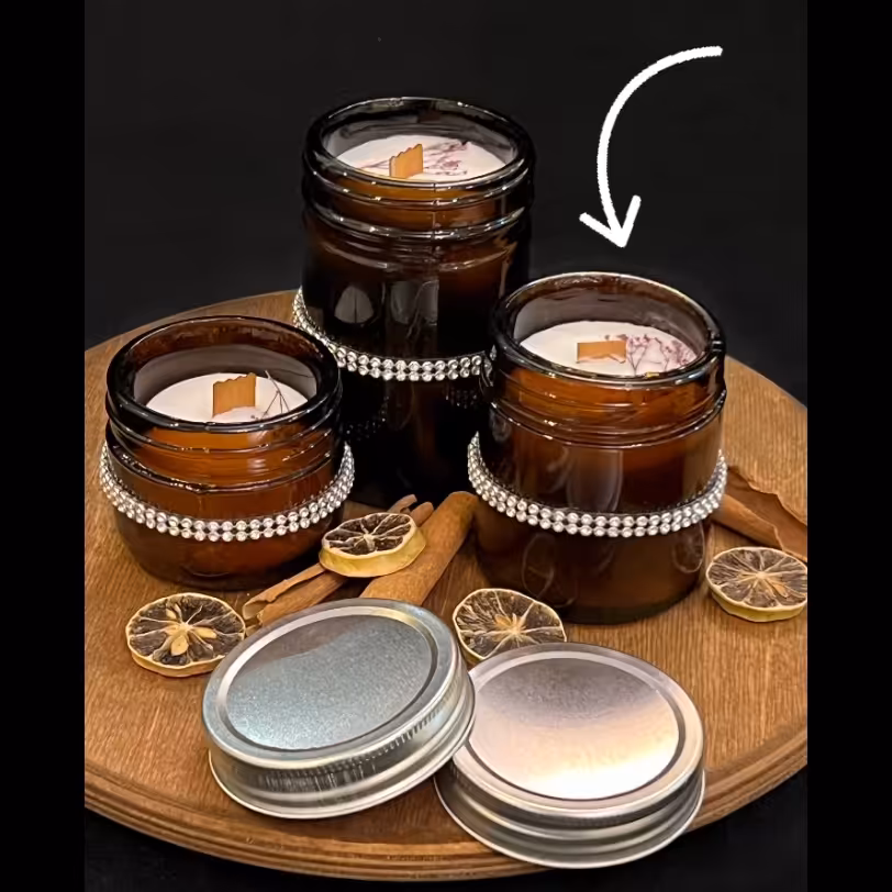 شمع شیشه ای عطری رایحه اسطوخودوس-سایز متوسط