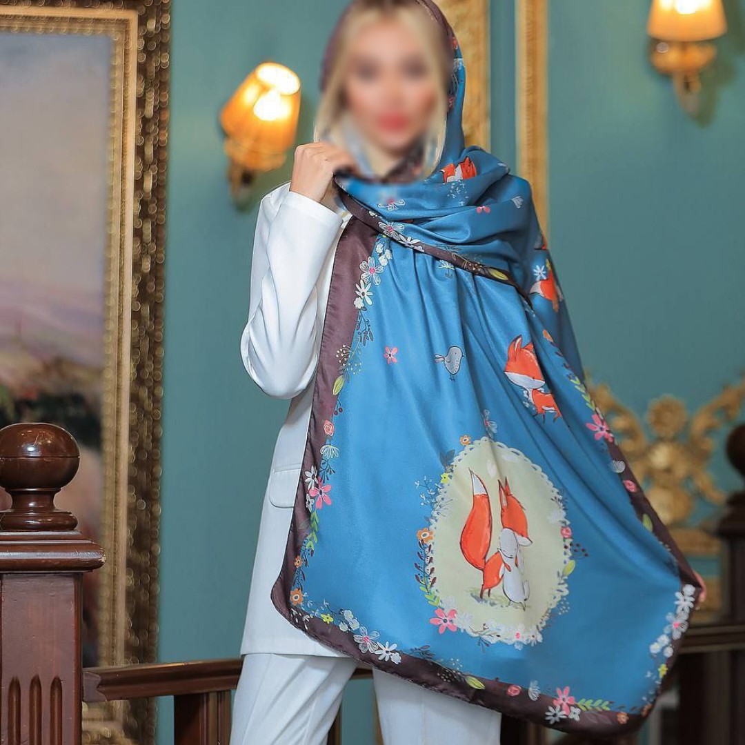 شال نخی دور دوخت طرح روباه و خرگوش ارسال رایگان