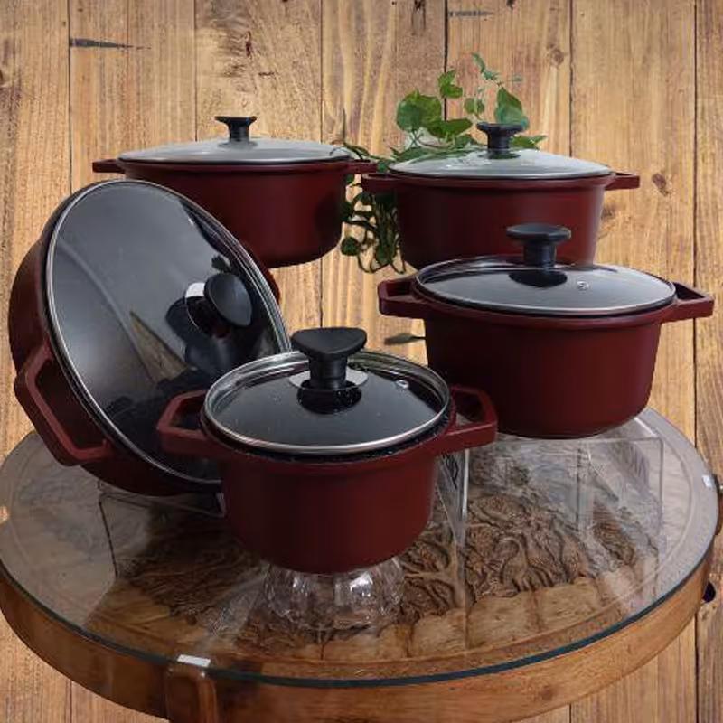 سرویس 10 پارچه قابلمه و تابه ضخیم طرح چدن