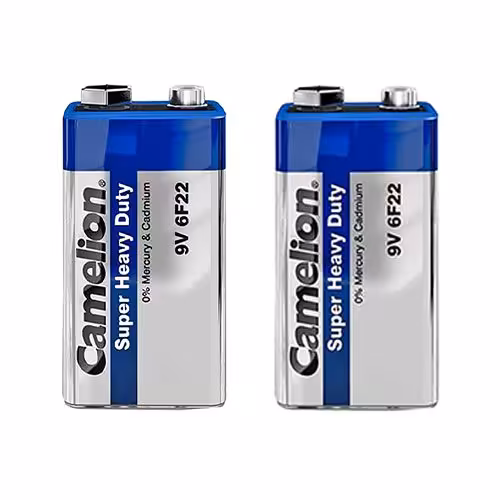 باتری کتابی 450 میلی آمپر کملیون مدل Camelion Super Heavy Duty 450mAh 9V بسته 2 عددی