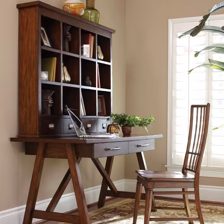 میزتحریر کتابخانه دار دوتیکه قهوه ای (بدون صندلی)