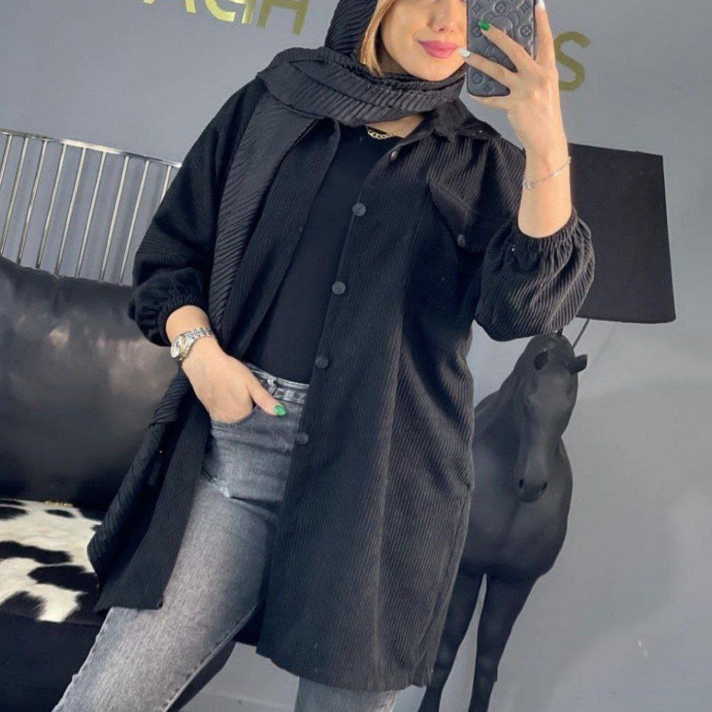 کاکلشن جدید پاییز مانتو مخمل جنس پارچه مخمل کبریتی درجه یک