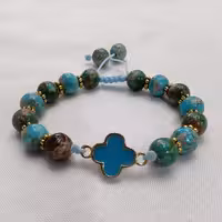اکسسوری دستبند فیروزه آفریقایی باخرجکار گل دستبند آرامش و دفع چشم نظر