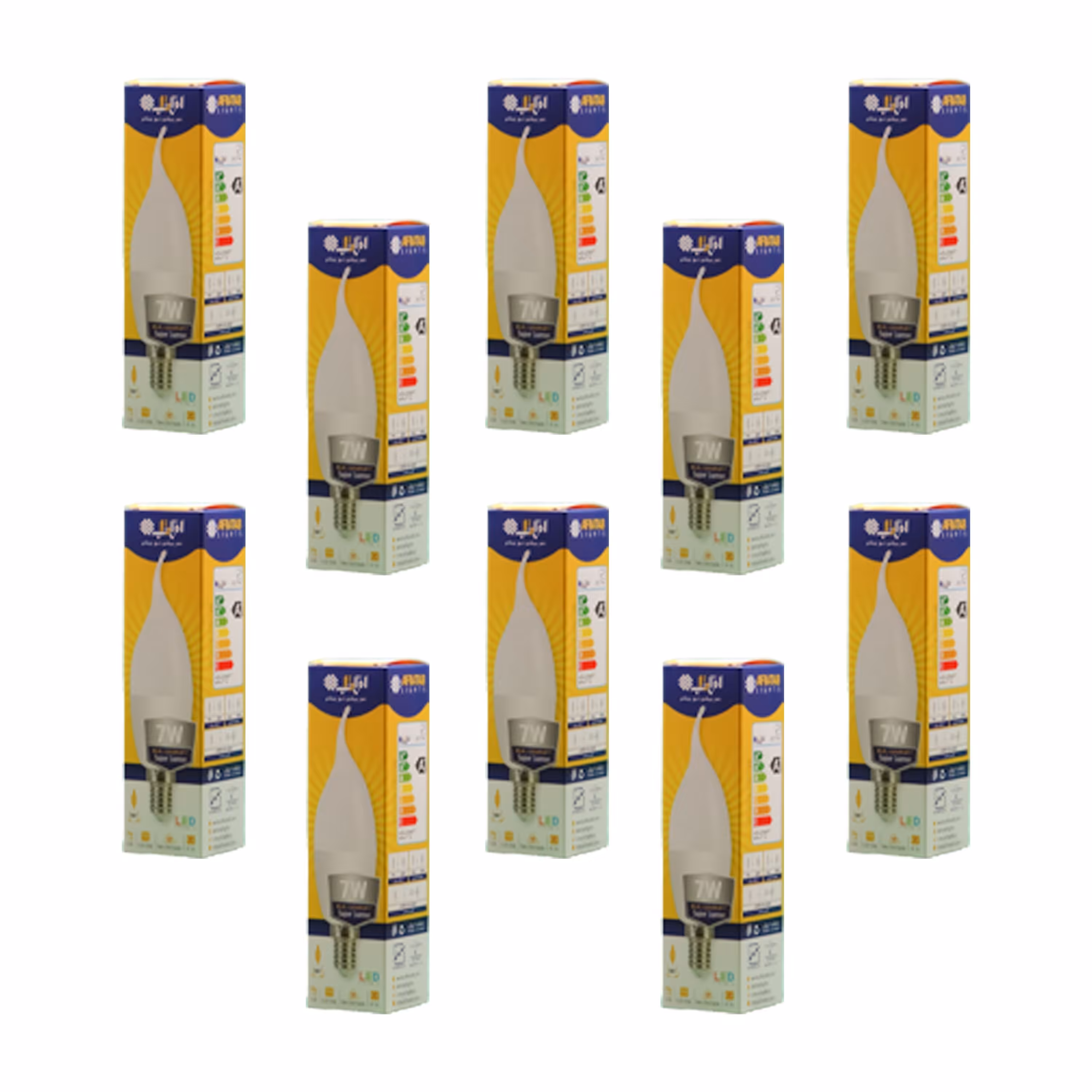 پک 10 تایی لامپ ال ای دی 7 وات اشکی افراتاب پایه E14