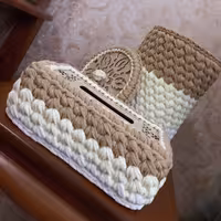 ست سطل و جا دستمالی تریکو مدل کجراه  سایز 20 