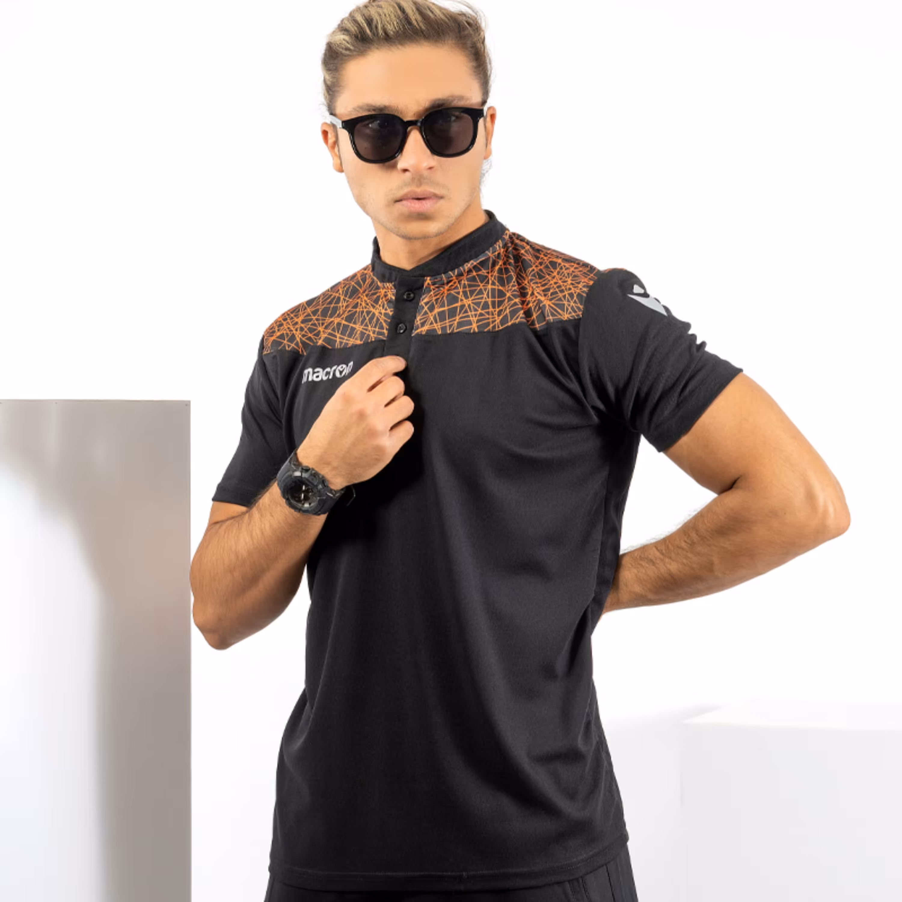 پلوشرت ورزشی مکرون مدل چندا مشکی