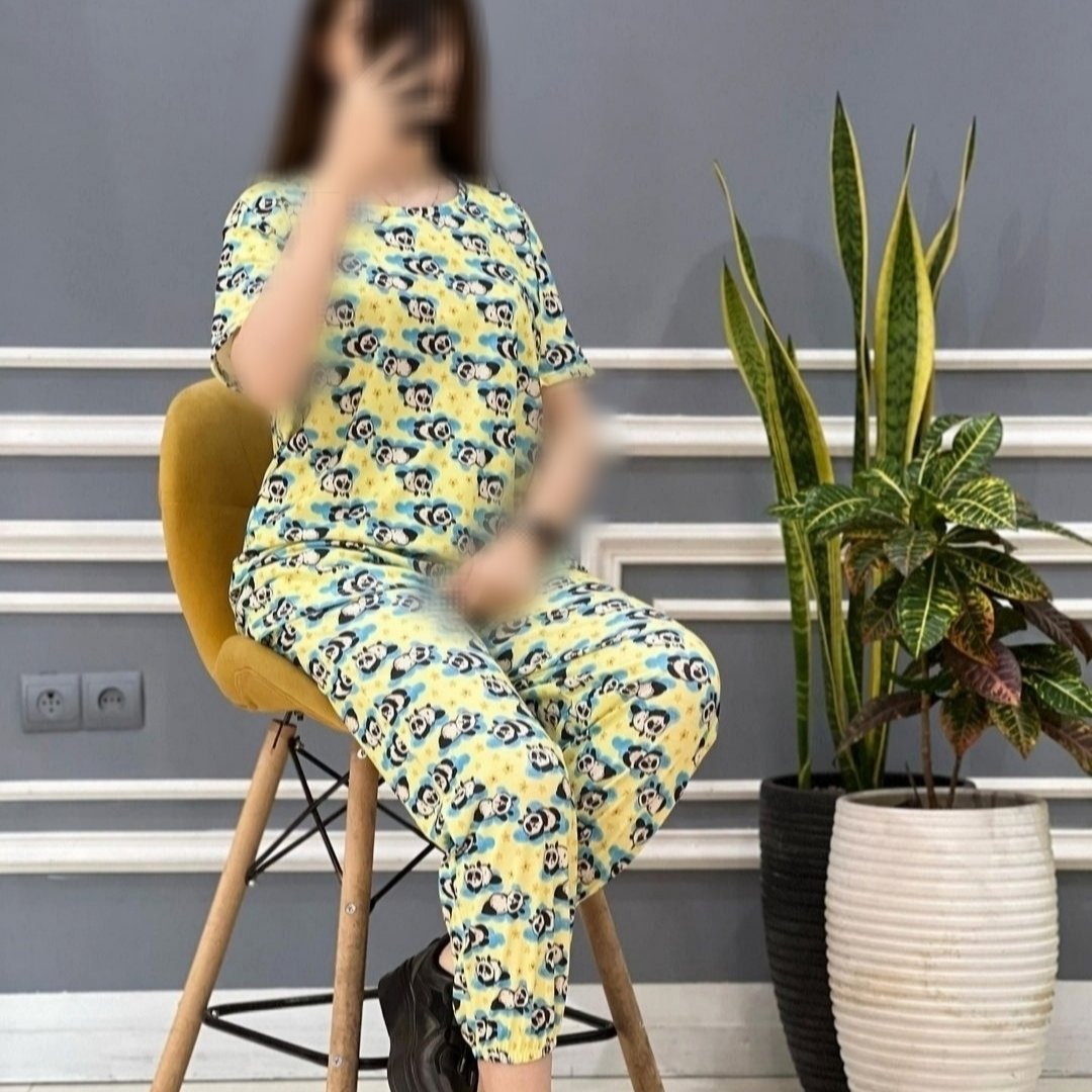 ست تیشرت شلوار زنانه پنبه لاکرا مناسب سایز44تا50