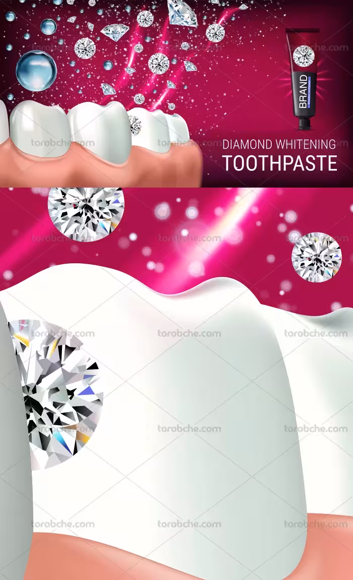 وکتور تبلیغ خمیر دندان سفید کننده | گرافیک با طعم تربچه