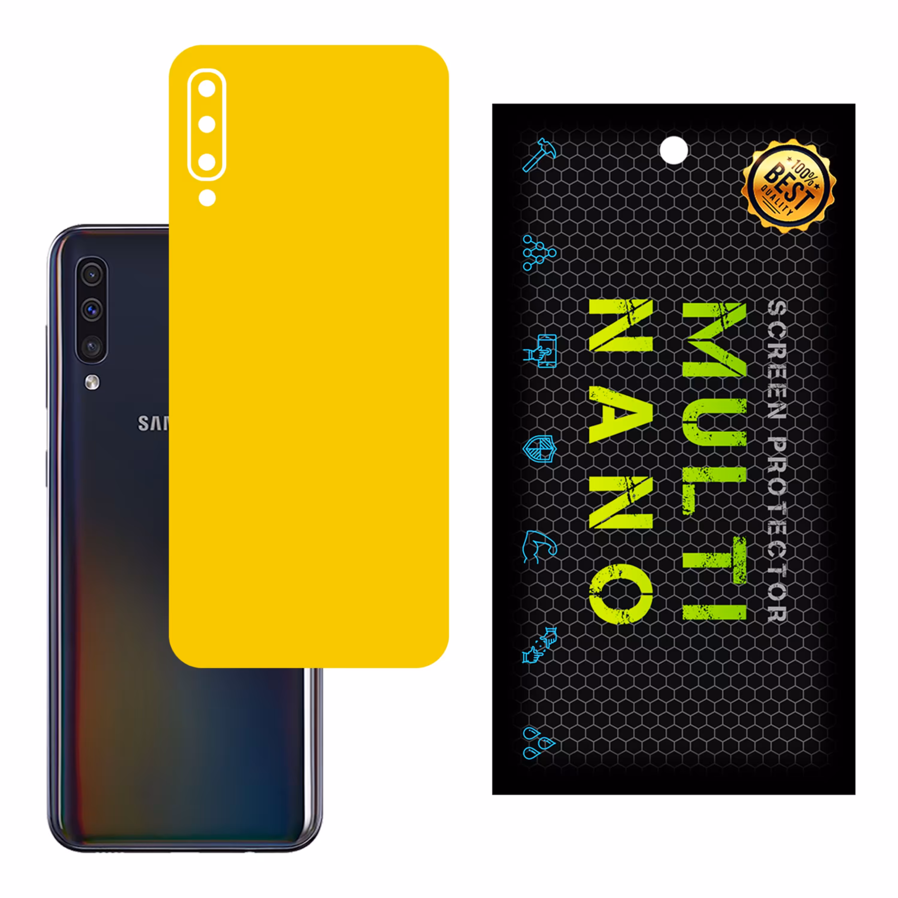 برچسب پوششی MultiNano مدل X-F1M-Yellow برای پشت موبایل سامسونگA50