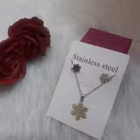 نیم ست استیل رنگ ثابت گوشواره گردنبند