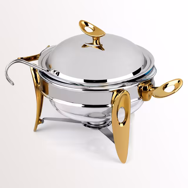 سوفله سوپ خوری متوسط تک استیل مدل لوپ (دسته طلایی)