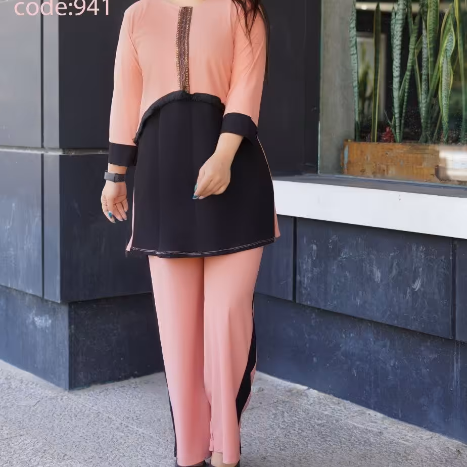 تونیک شلوار زنانه.دخترانه.کرپ پلاس.راحتی.کرپ پلاس